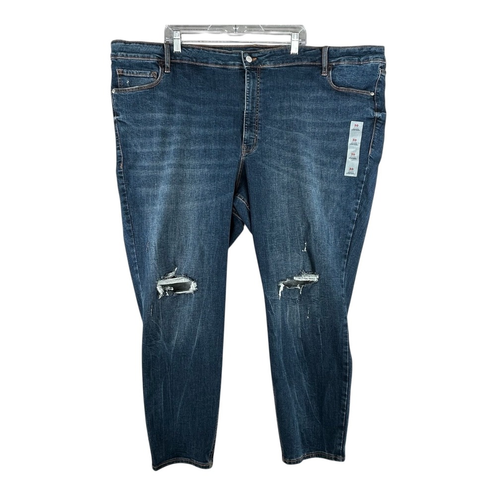 Old Navy Rockstar Super‎ Skinny Mid Rise Jeans Womens Plus Size 30 Distressed